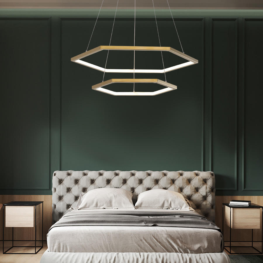 High-End-Living-Room-LED-Pendant-Lamp-Gold-Frame