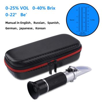New Packaging Portable 3 In 1 Hand Held Grape & Alcohol Wine Refractometer (Brix, Baume and W25V/V Scales) Shockproof Box
