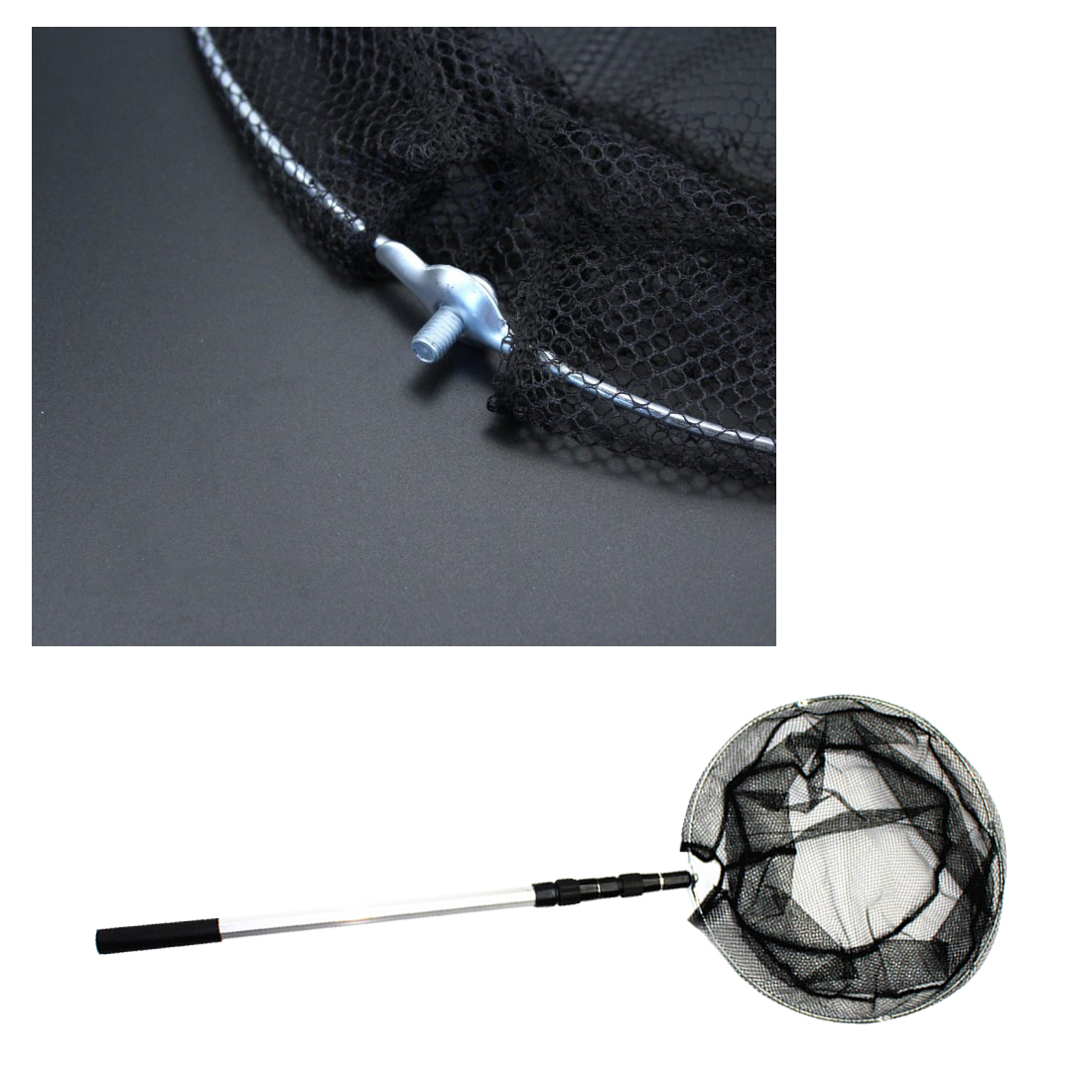 Aluminum 3 Section 1.5M Fly Fishing Landing Net Telescopic Hand Fish Net Extending Pole Handle Fishing Tackle Equipment