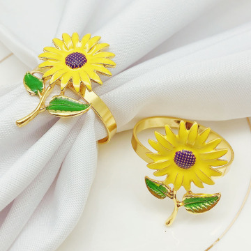 12pcs/lot New Napkin Ring Sunflower Napkin Button Zinc Alloy Napkin Ring Towel Ring Wedding Table Decoration