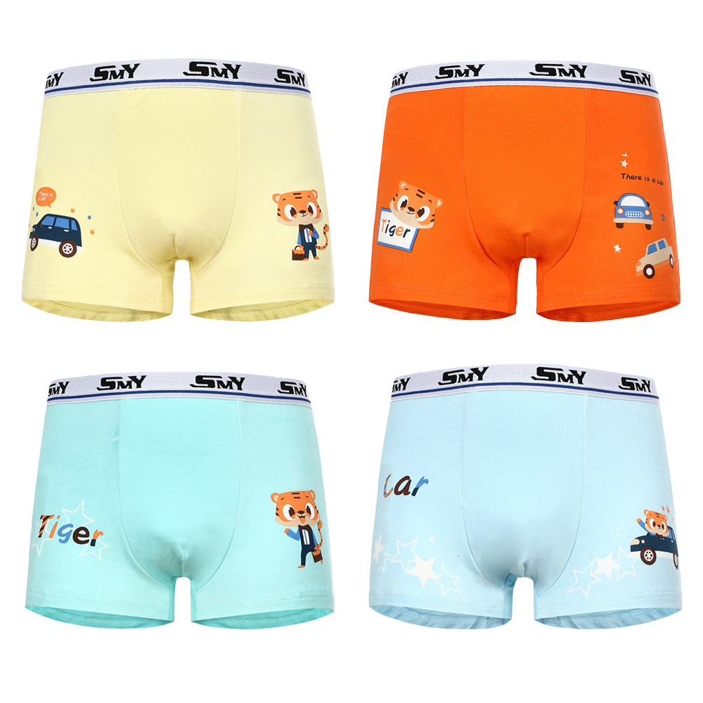 4 Pcs/ boys underwear kids teen panties cartoon Boy Boxers cotton Stripes Teenager Underpants Children's Shorts Panties for Baby