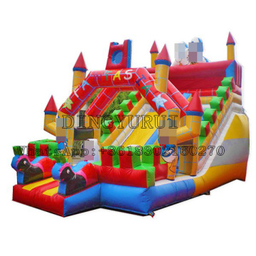 Outdoor Long Inflatable Slide Jumper Bouncy PVC Slide Kids Amusement Park with Cartoon Theme
