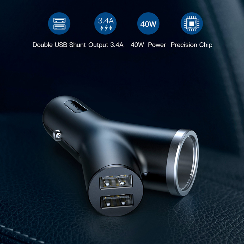 Baseus Dual USB Car Charger For iPhone Samsung Xiaomi mi 3.4A Fast Charging Car Phone Charger Adapter Cell Mobile Phone Charger