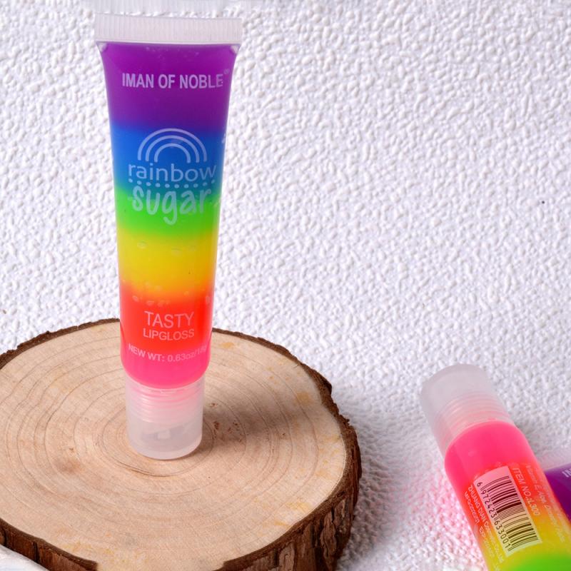 1PC Rainbow Sugar Tasty Lip Gloss Transparent Lip Gloss Clear Oil Sexy Cute Fruit Lip Balm Liquid Lipstick Moisturizing TSLM1