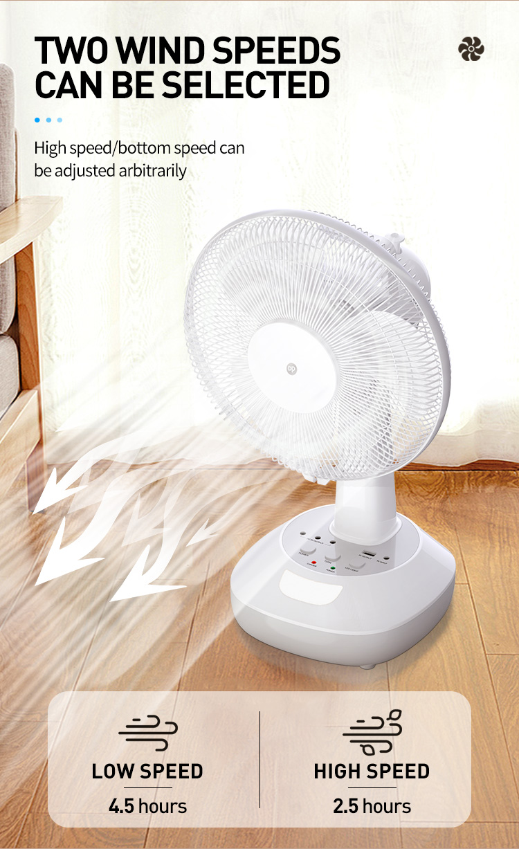 Rechargeable Pedestal Fan 12 inch Table Fan with LED Light--detail-3