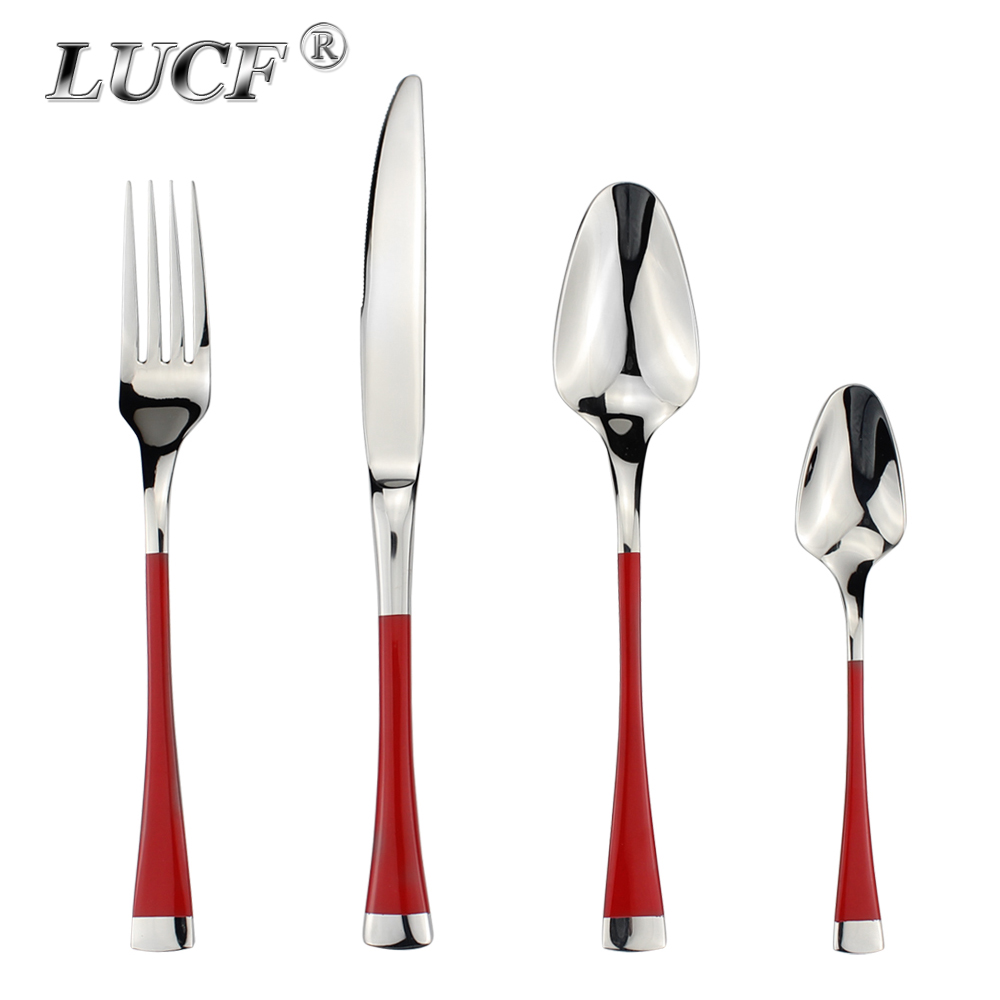 LUCF High Grade Elegant Style Stainless Steel Western Tableware 4pcs in 1 Set Delicate Cutlery Dinnerware For Kitchen Restaurant