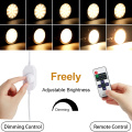 Remote Control Dimming Control LED Under Cabinet Lamp DC12V Puck Round 21LEDs Wardrobe Lighting Cabinet Lamp Cupboard Lights