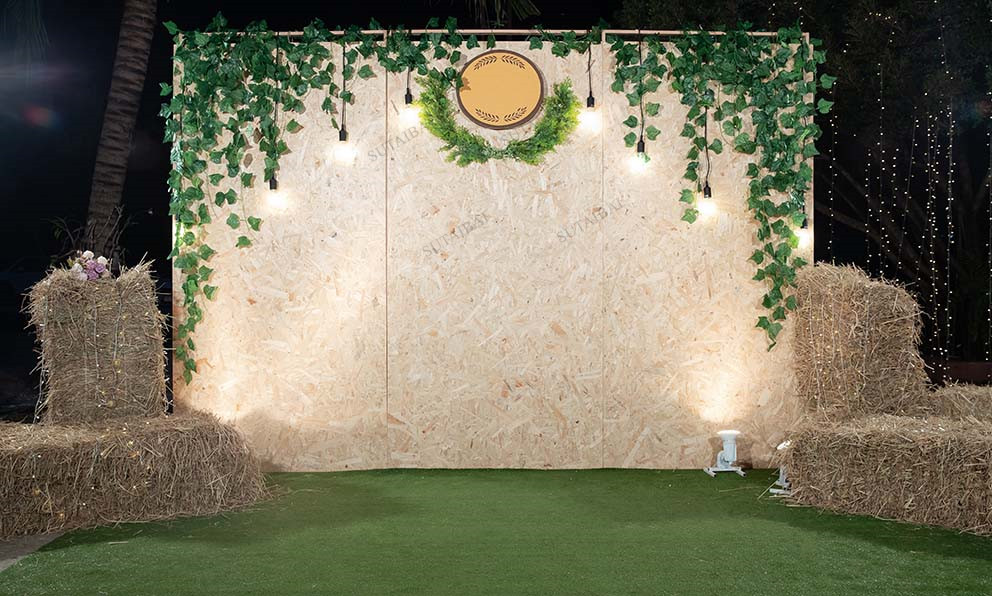 Green Leaf Curtain Wall Lighting Show Photography Backdrops Valentine Wedding Love Oath Decoration Background Props Photocall
