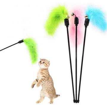 1Pcs Cat Toys Interactive Cat Toys Kitten Interactive Stick Funny Cat Fishing Rod Game Wand Feather Stick Toy Cat Accessory