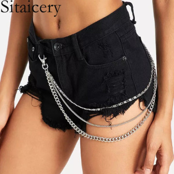 Sitaicery Keychains Fashion Metal Punk Trouser Chain On Pants Girl Metal Wallet Belt Chain Key Chain Pant Keyring HipHop Jewelry