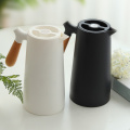 1L Home Thermal Flask European Coffee Maker Glass Liner Hot Water Pot Solid Wood Handle Insulation Kettle