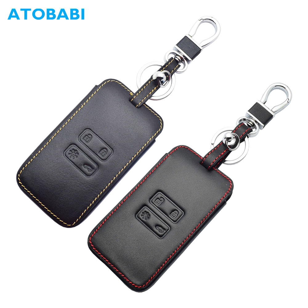 Leather Car Key Case For Renault Koleos Kadjar Scenic Megane Sandero Keyless Remote Fob Shell Protector Cover Auto Accessories