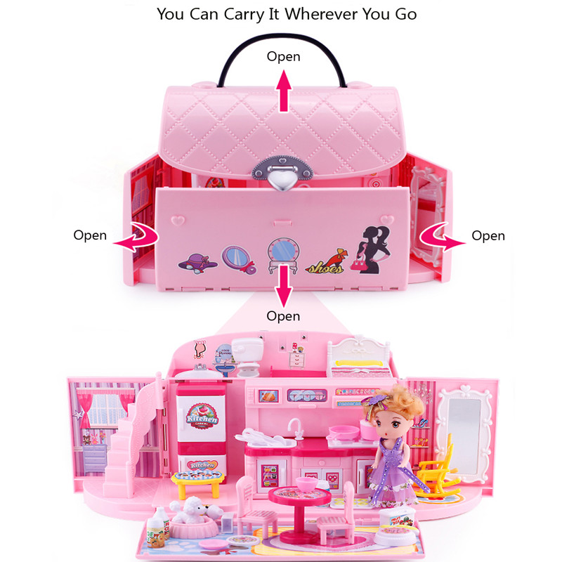 DIY Doll House For LOL Doll Princess Dollhouses Villa Castle With Furnitures Simulation Dream Girl Assembling Toy Gifts for Kids