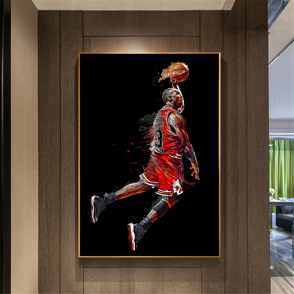 Abstract art painting Jordan fly slam dunk poster basketball wall picture for living room decoration sports canvas bedroom