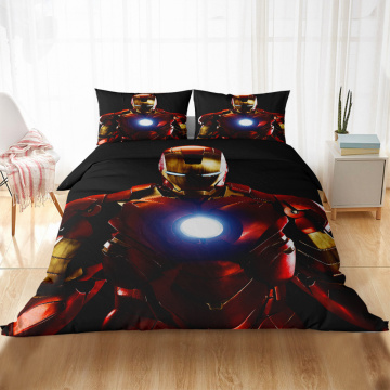 3D Iron Man Bedding Sets Fashion Duvet Cover Set Single Double Queen King Bedclothes Pillowcase Anime Blue Quilt cover Sets