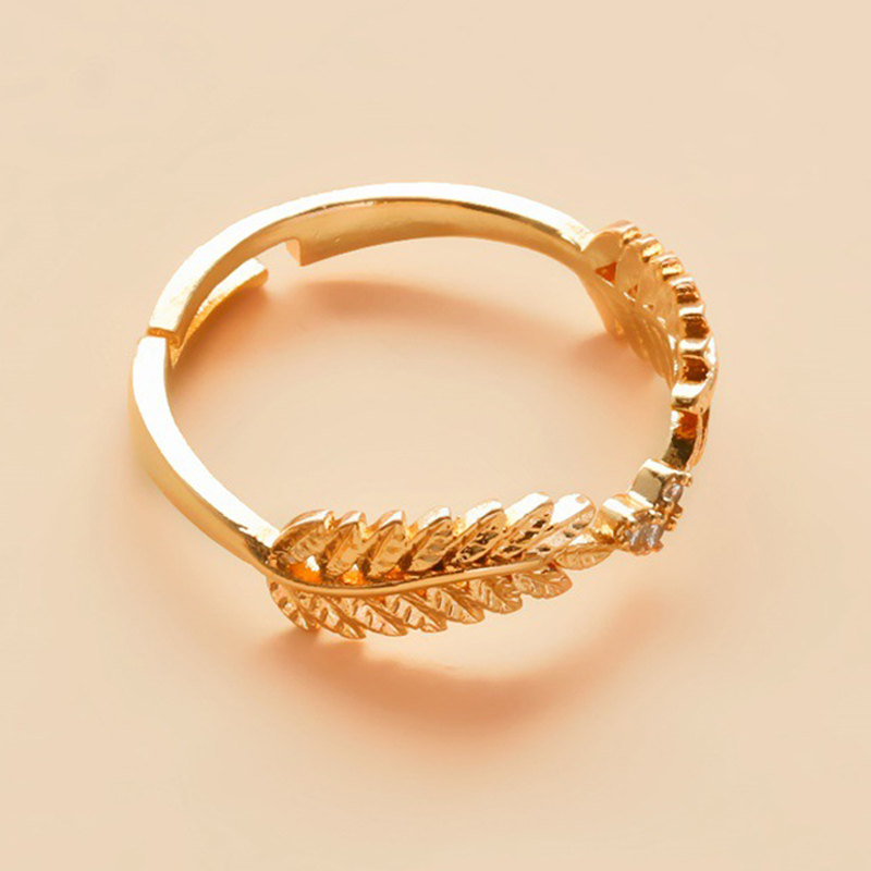 Newest Fresh Sweet Leaf Adjustable Ring Female Light Luxury Olive Branch Finger Ring