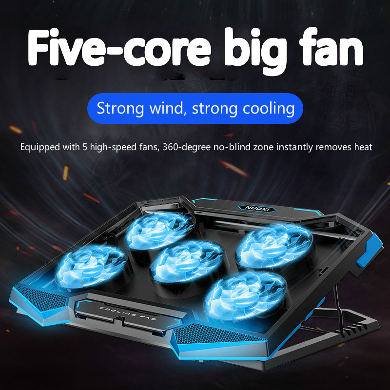 Powerful 18 Inch Gaming Laptop Cooler 5 Fan Led Screen 2 USB Laptop Cooling Pad with Stand for Professonal Gaming Laptop Gamer