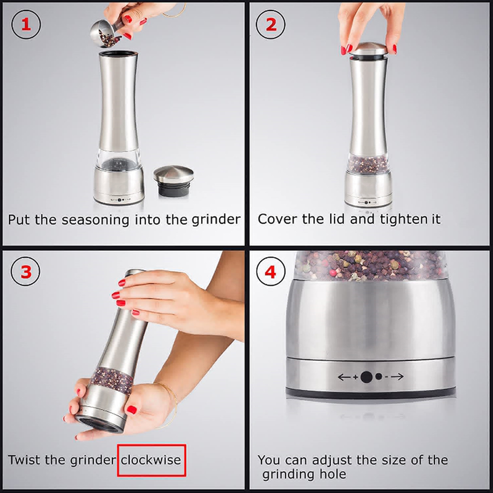 Stainless Steel Pepper Grinder Manual Mill for Salt Pepper Rice Herbs Spice Creative Ceramic burr Mills for Kitchen Cooking