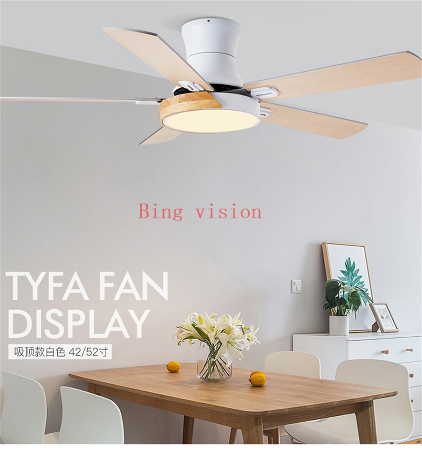 Nordic Modern LED Wooden Ceiling Fan Wood Ceiling Light Fans Lamp AC Ceiling Fans With Lights LED Dimming 220v Home Fan
