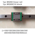 9mm Linear Guide MGN9 L= 100 200 300 350 400 450 500 550 600 mm linear rail way + MGN9C or MGN9H linear carriage CNC X Y Z