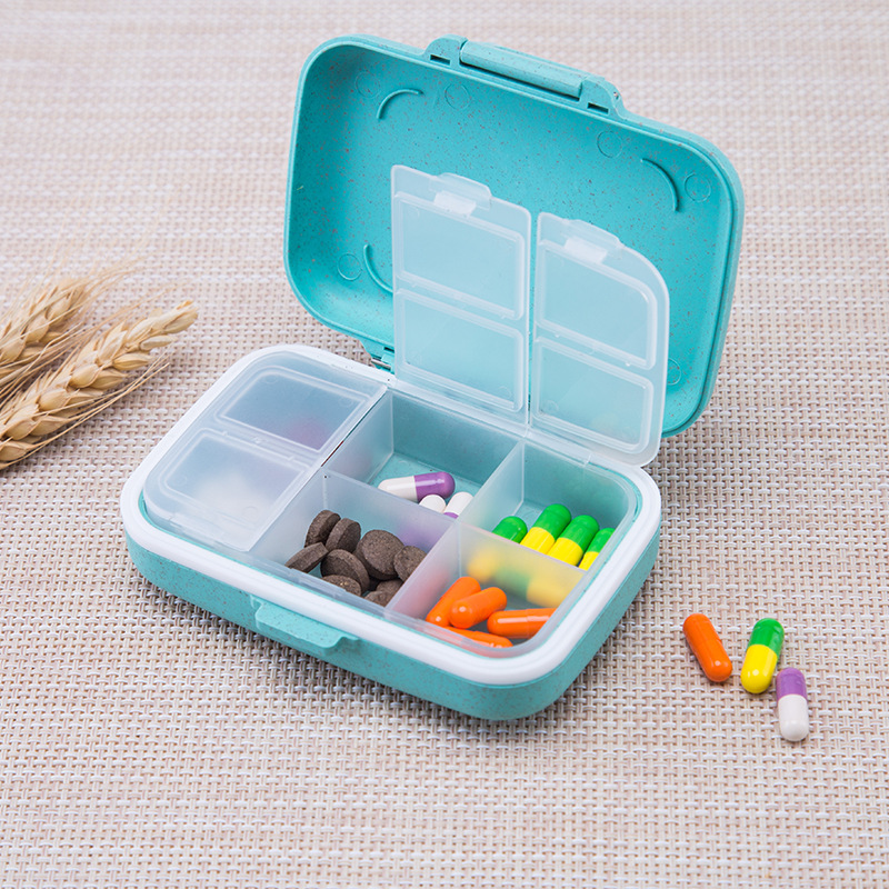 6 grids organizer container for tablets travel pill box with Seal ring Small box for tablets Wheat straw container for medicines