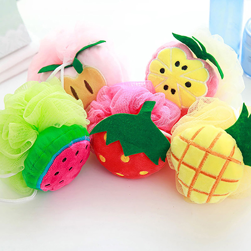 1Pcs Soft Fruit Shape Bath Puff Shower Sponge Body Foam Bubble Net Ball Body Scrub