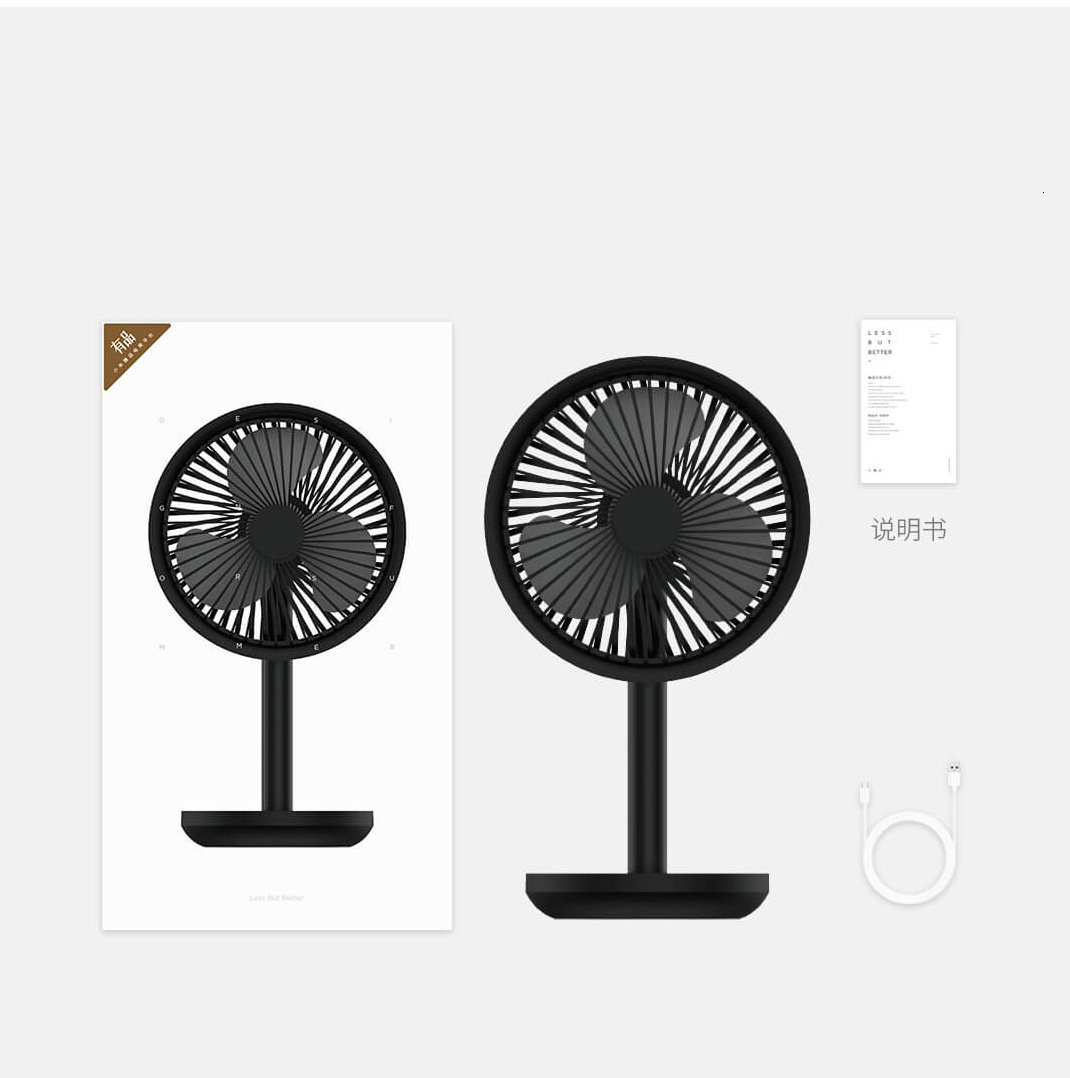 YOUPIN SOLOVE 5W USB Desktop Table Fan 4000mAh USB Rechargeable 3 Modes Wind Speed Cooling Oscillating Fan Black/Pink/White