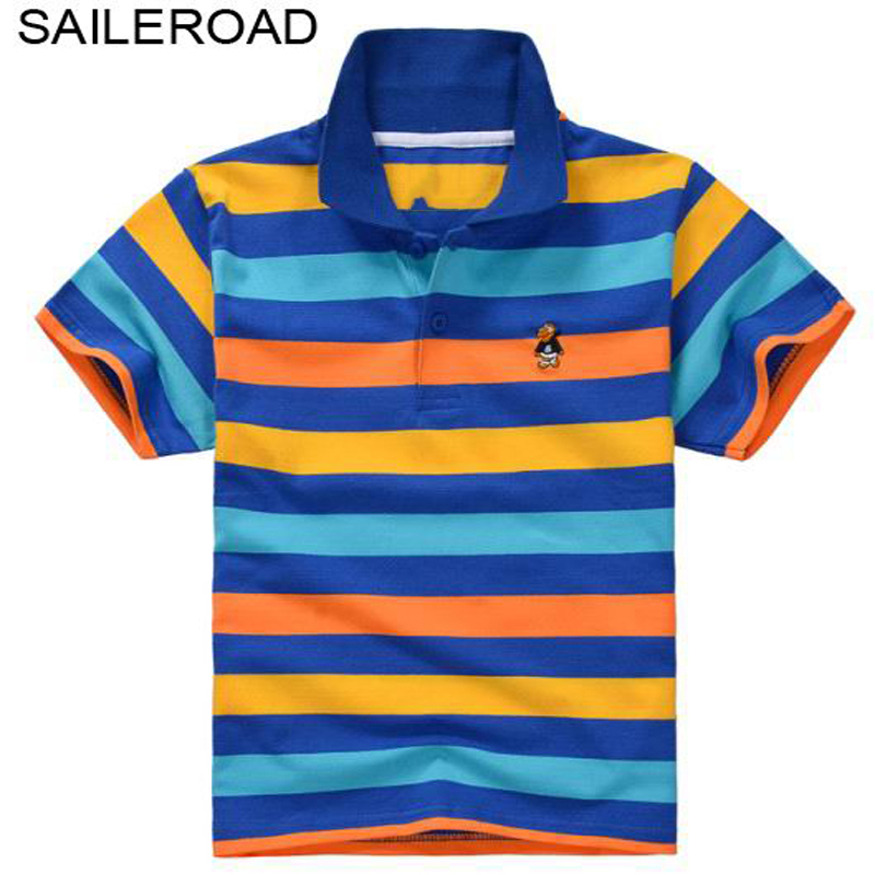 SAILEROAD 3-15Year Big Children Kids Polo Shirts For Summer 100% Cotton Turn-down Collar Teenager Boys Girls Tops Tees Blouse