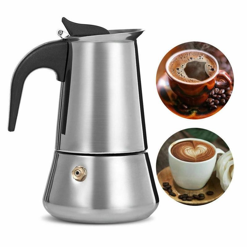 100/200/300/450ml Stainless Steel Italian Moka Pot Coffee Maker Espresso French Coffee Pot Home Induction Cooker Universal Pot