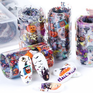 10 Rolls Nail Foil Transfer Paper Halloween Nail Polish Sticker Decals Adhesive Foils Nail Art 3d Slider Manicure Set