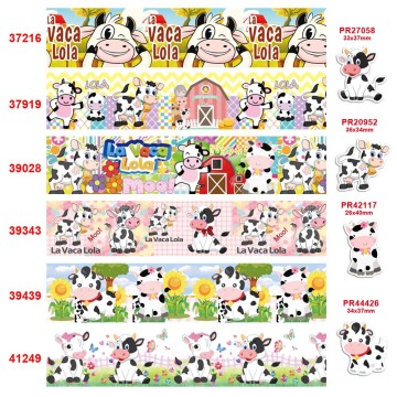 DIY craft supplies cartoon cow printed grosgrain ribbon, satin ribbon 50 yards, planar resins 30 pieces. 37216