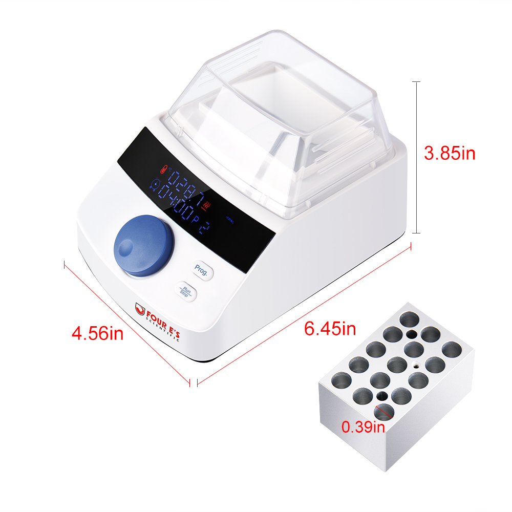 FOURE'S Dry Bath Incubator With 15 x1.5ml Heating Block LED Display High Temperature Precision Timing Control for Laboratory