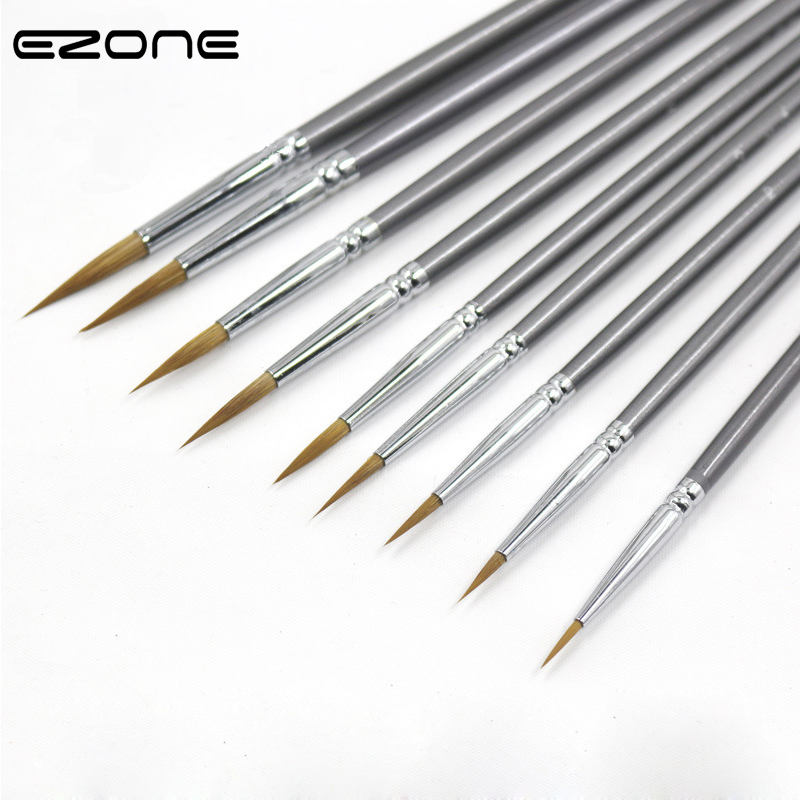 EZONE Level Fine Oil Painting Line Drawing Pen 1PC Nylon Hair Hook Line Painting Brush Different Size Wood Handle Art Supply