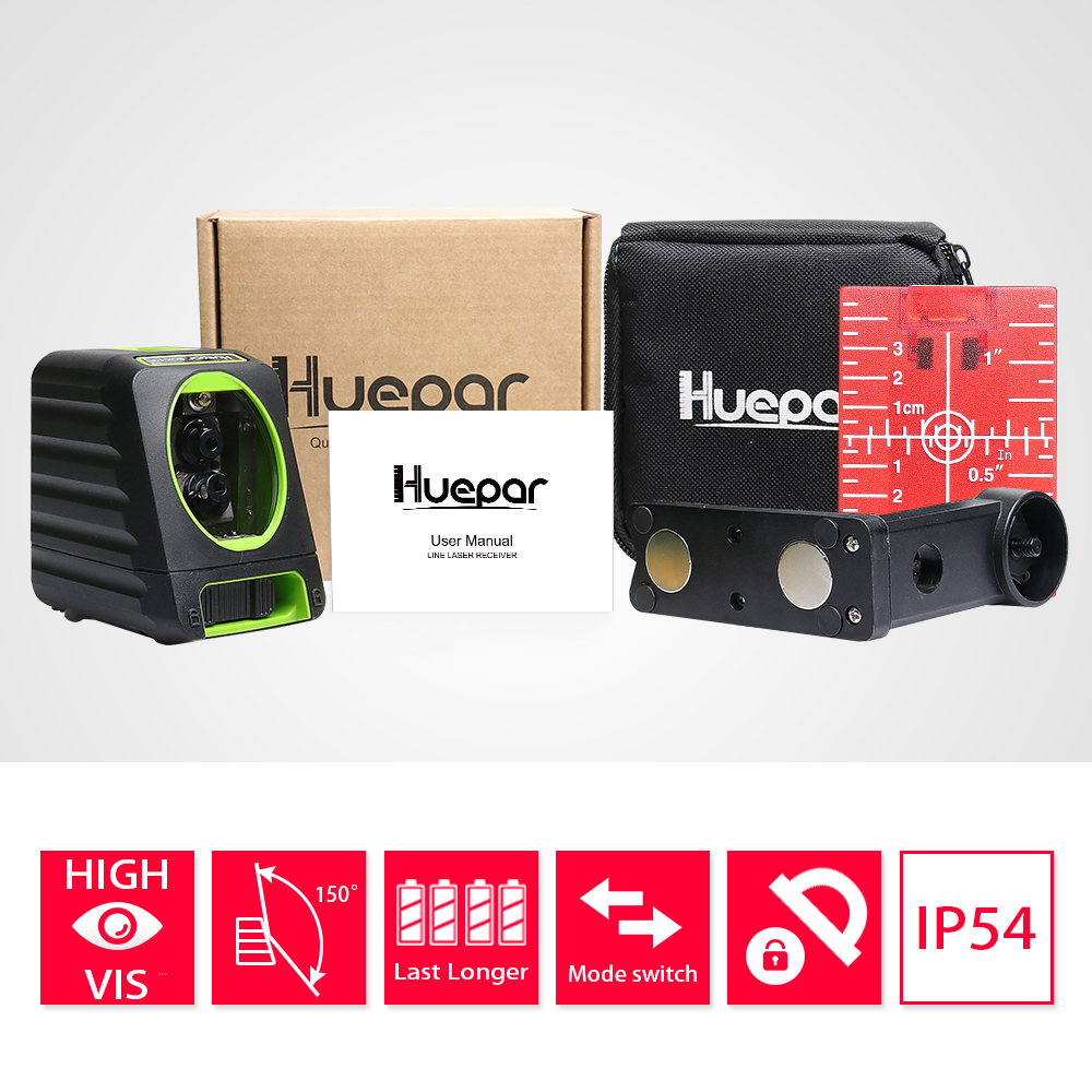 Huepar Red Beam Cross Line Laser Level 150/130 Degree Vertical/Horizontal Lasers 635nm Self-leveling Nivel Laser Diagnostic Tool