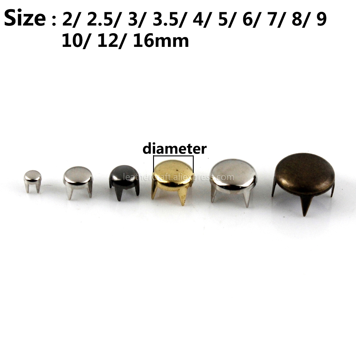 100sets 2-6mm Metal Round Cap Claw Rivets Studs Leather Craft Bag Belt Garment Shoes Collar Decor Accessories 13 Sizes