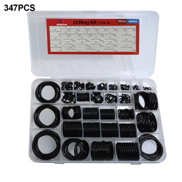 Boerray 347 pieces(30 Size) from 3mm to 44mm Nitrile Rubber NBR O-Ring Gasket Ring Assortment Kits
