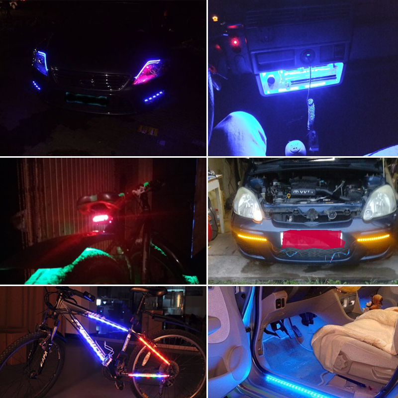 1x Car Led Strip DIY Bulb Atmosphere Decorative lamp Auto inerior Light 15LED Daytime Running Light DRL Motorcycle Styling Red