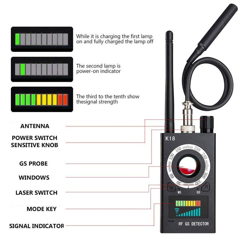 Multi-function Camera Detector GSM Audio Bug Finder GPS Signal Lens RF magnetic Tracker Detect WIFI finder