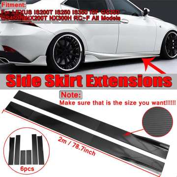 Universal 6pc Carbon Fiber Look 2m Car Side Skirt Splitter Extensions For LEXUS IS200T IS250 IS350 ISF GS350 GS450H ES300h ES330