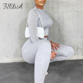 FSDA 2020 Autumn Women Set White Long Sleeve Crop Top And Biker Pants Leggings Sport Two Piece Set Casual Streetwear Tracksuit