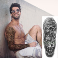 Waterproof Temporary Tattoo Sticker Crown Roaring Lion Clock Gear Wheel Full Arm Fake Tatto Flash Tatoo for Men Women