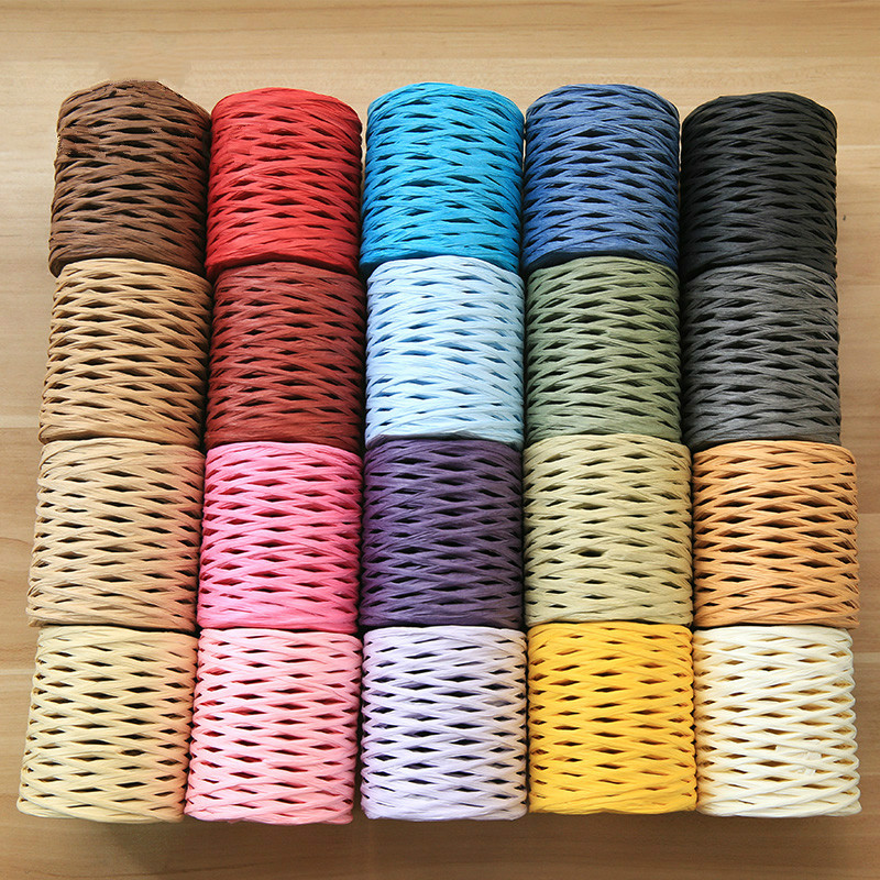 200 M/Roll 100% Raffia Straw Yarn Hand Crocheting Yarn for Diy Handmade Hats Bags Baskets Diy Natural Raffia Straw Yarn