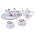 1:12 Miniature doll house pink Flower Patten Porcelain Coffee Tea Cups Ceramic Tableware Dollhouse Kitchen Accessories
