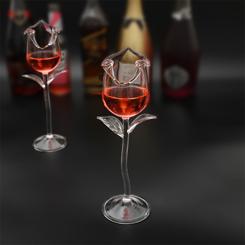 Red Wine Goblet Wine Cocktail Glasses 100ml Rose Flower Shape Wine Glass for Party Barware Drinkware