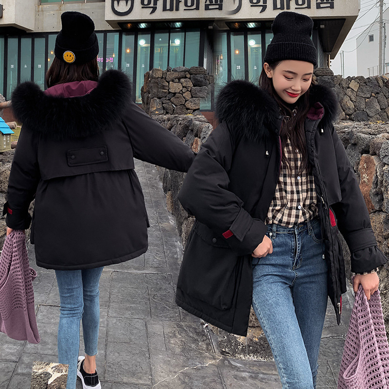 Long sleeve Coat Winter Jackets long heavy hair brought down jacket winter with thick coats hooded winter jacket 8601