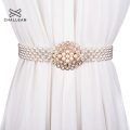Luxury Women Pearl Belt For Dress Elegant Floral Buckle Full Plastic Pearl Decoration Rhinestone Wedding Belt Elastic Waist 121