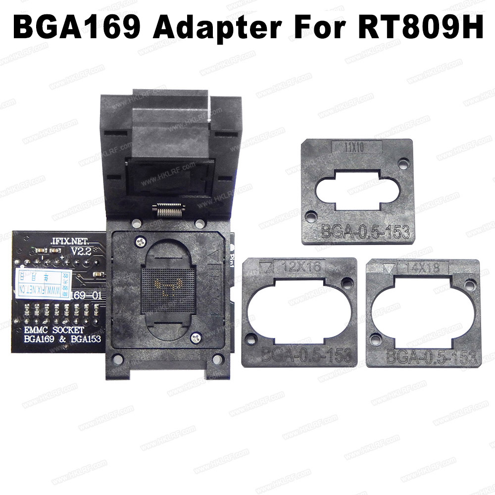RT-BGA169-01 V2.5 EMMC Seat EMCP153 EMCP169 Socket for RT809H Programmer 11.5*13mm Add more 3 pcs Matrix