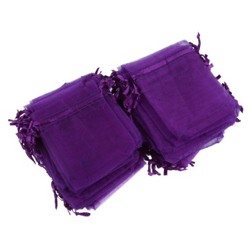 100 Dark Purple Organza Wedding Favour Candy Bag Jewellery Organzer Pouch 7cm x 9cm