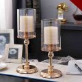 Gold Metal Pillar Candle Holders Pillar Candle Centerpieces Table Mantel Fireplace Decor Metal Candlestick Nordic Home Decor