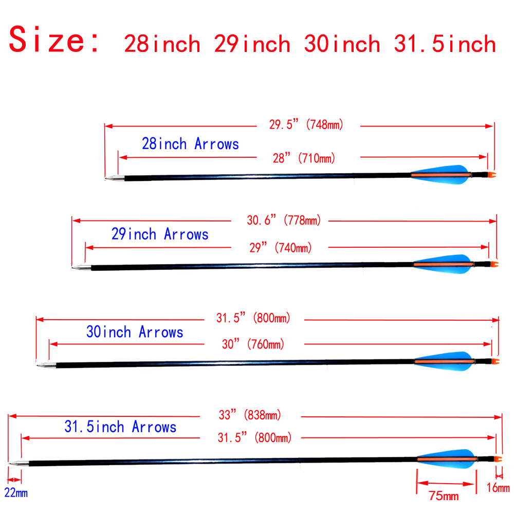 6-30pcs 28/29/30/31.5 inch Archery Fiberglass Arrow 8mm Shaft Targeting Arrows For Compound Recurve Bow arrows Shooting